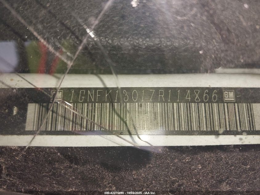 2007 Chevrolet Tahoe Ltz VIN: 1GNFK13017R114866 Lot: 42275490