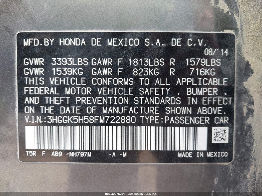 2015 HONDA FIT LX - 3HGGK5H58FM722880