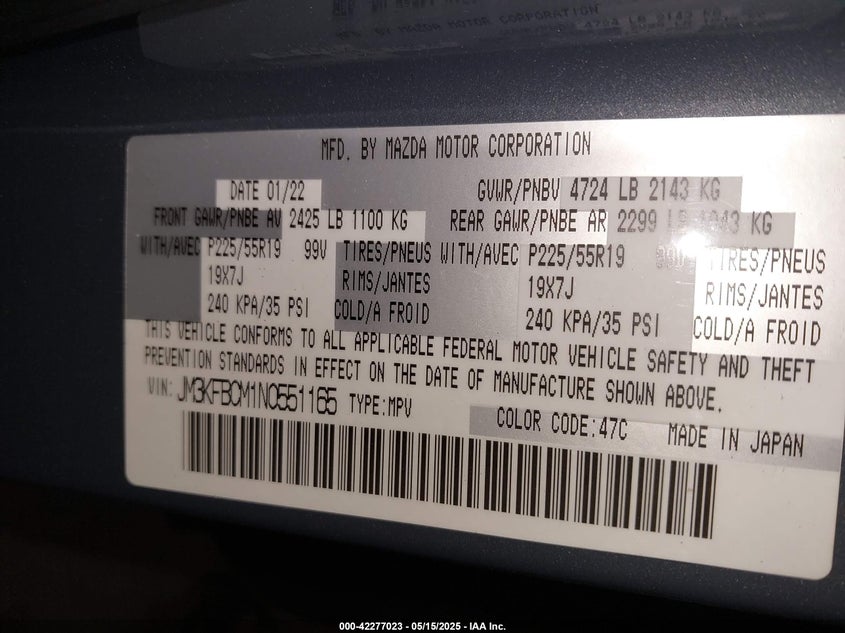 2022 MAZDA CX-5 2.5 S CARBON EDITION - JM3KFBCM1N0551165