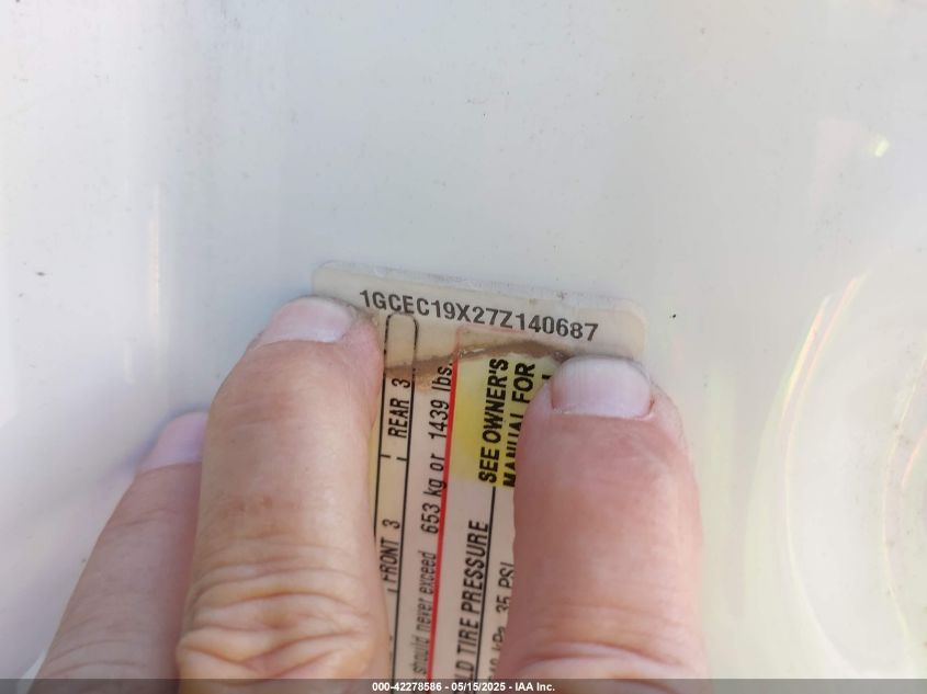 2007 Chevrolet Silverado 1500 Classic Lt1 VIN: 1GCEC19X27Z140687 Lot: 42278586