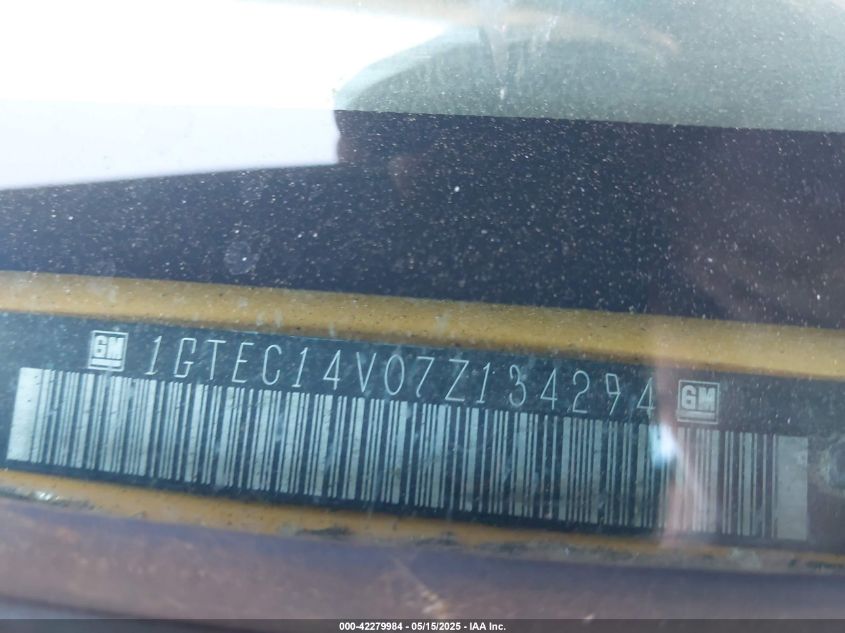 2007 GMC Sierra 1500 Classic Sl/Sle1/Work/Work Truck VIN: 1GTEC14Z07Z134294 Lot: 42279984