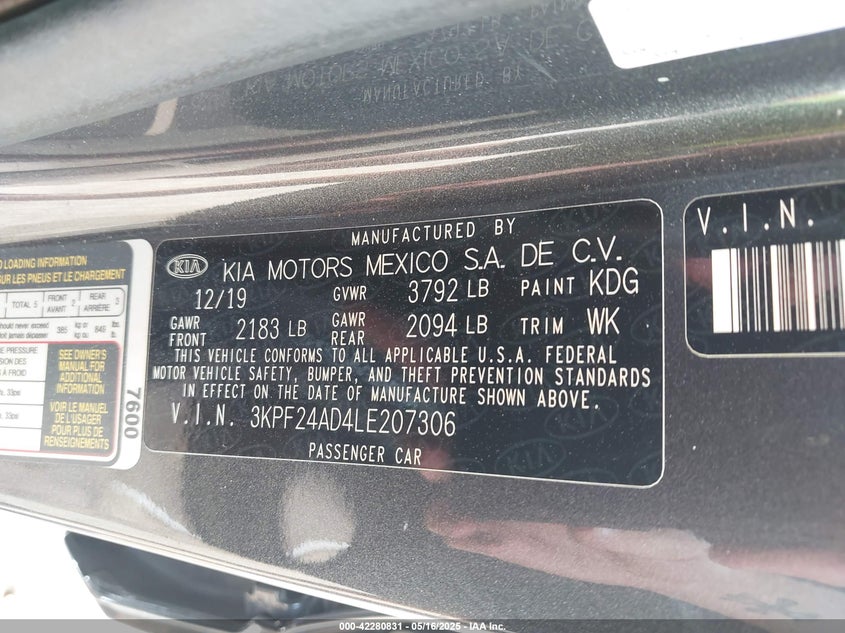 2020 KIA FORTE FE - 3KPF24AD4LE207306