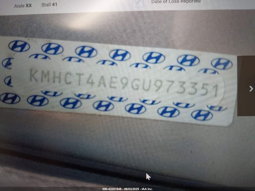 2016 Hyundai Accent Se VIN: KMHCT4AE9GU973351 Lot: 42281546