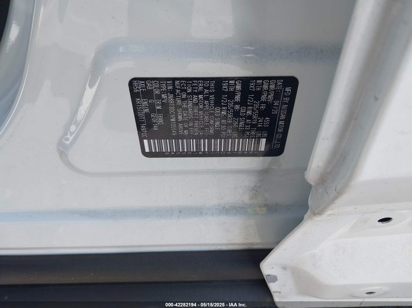 2023 NISSAN ROGUE VIN: JN8BT3DC1PW105549