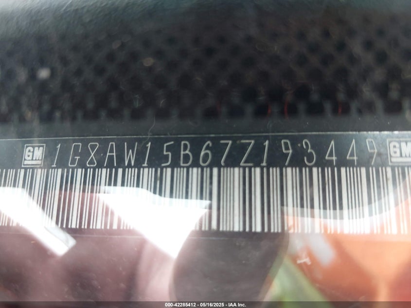 2007 SATURN ION VIN: 1G8AW15B67Z193449