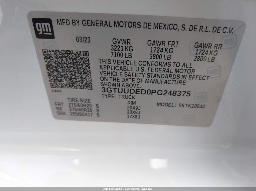 2023 GMC Sierra 1500 - 3GTUUDED0PG248375