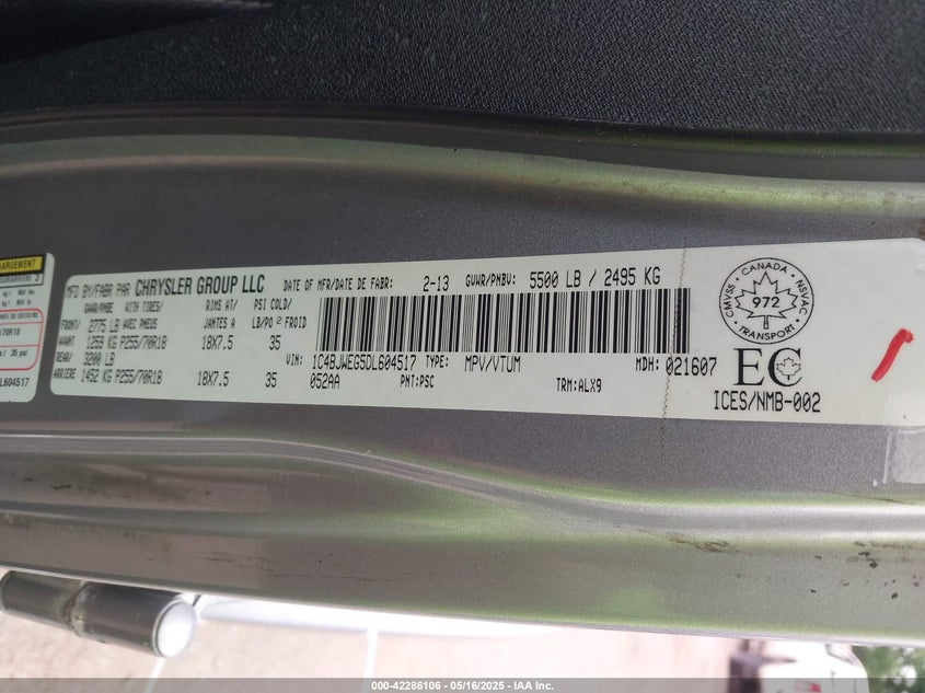 2013 JEEP WRANGLER UNLIMITED SAHARA - 1C4BJWEG5DL604517