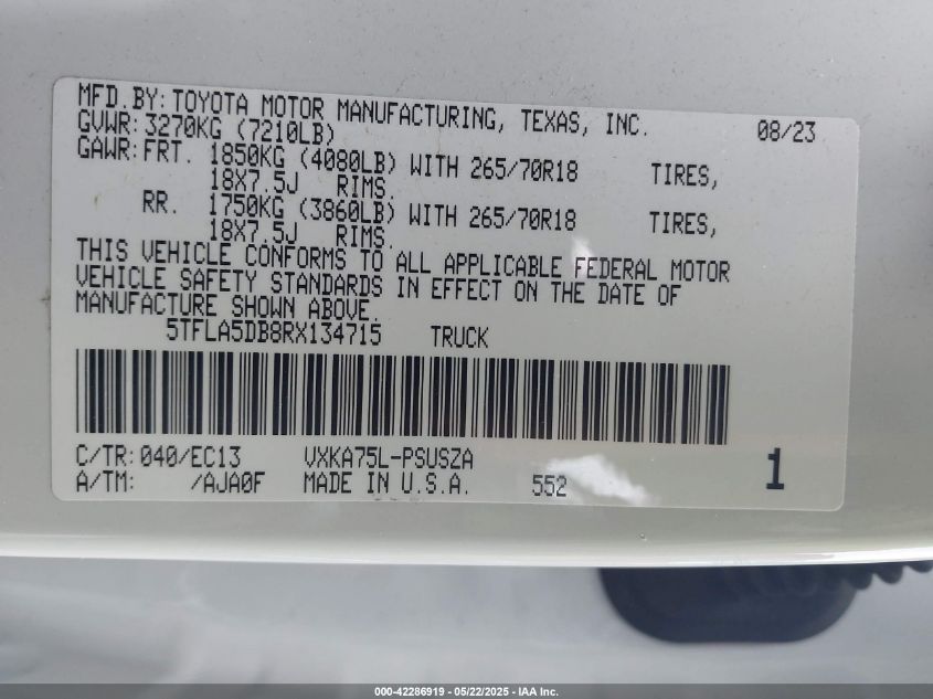 2024 Toyota Tundra - 5TFLA5DB8RX134715