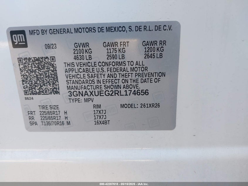 VIN 3GNAXUEG2RL174656 2024 CHEVROLET EQUINOX AWD LT