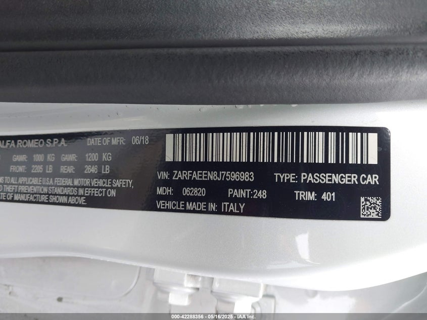 2018 ALFA ROMEO GIULIA TI SPORT AWD - ZARFAEEN8J7596983