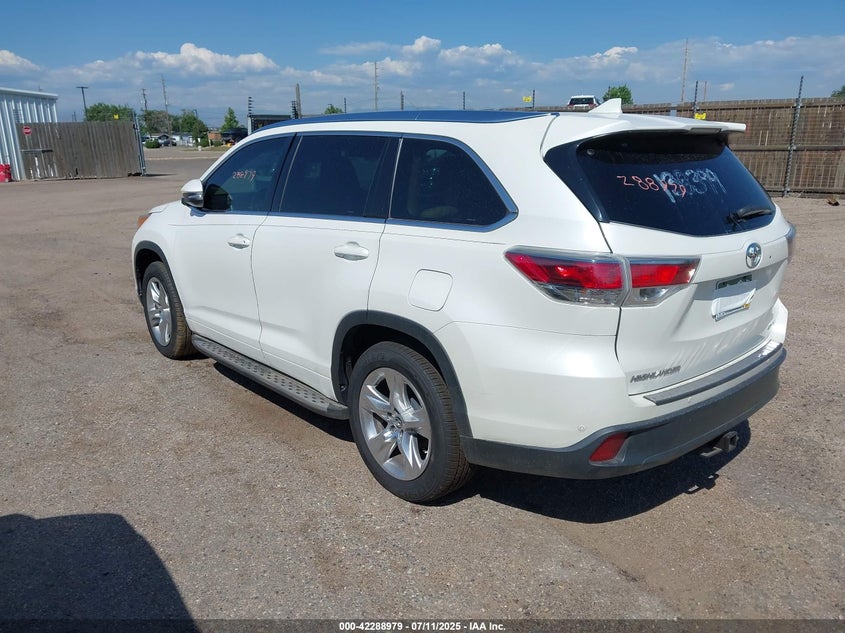 Vin: 5tdykrfh2gs138399, lot: 42781167, toyota highlander limited platinum v6 20163