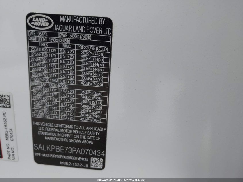 2023 Land Rover Range Rover - SALKPBE73PA070434