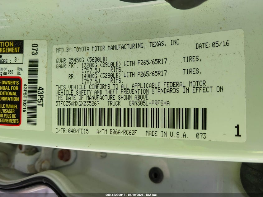 2016 TOYOTA TACOMA TRD SPORT - 5TFCZ5ANXGX035267