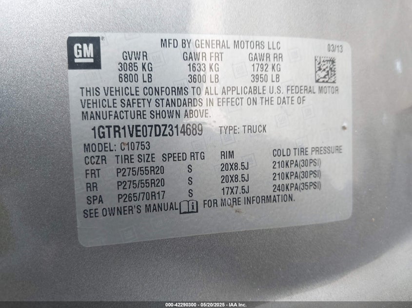 2013 GMC SIERRA 1500 SLE - 1GTR1VE07DZ314689