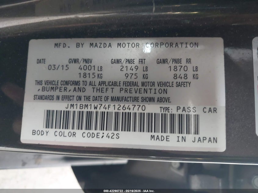 2015 MAZDA MAZDA3 I GRAND TOURING - JM1BM1W74F1264770