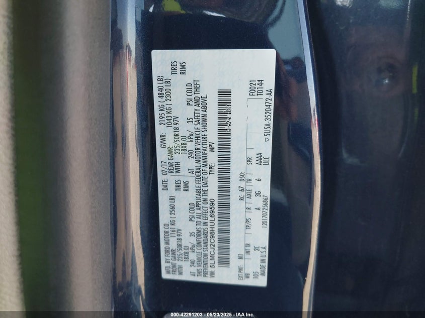 2017 LINCOLN MKC SELECT - 5LMCJ2C98HUL69590