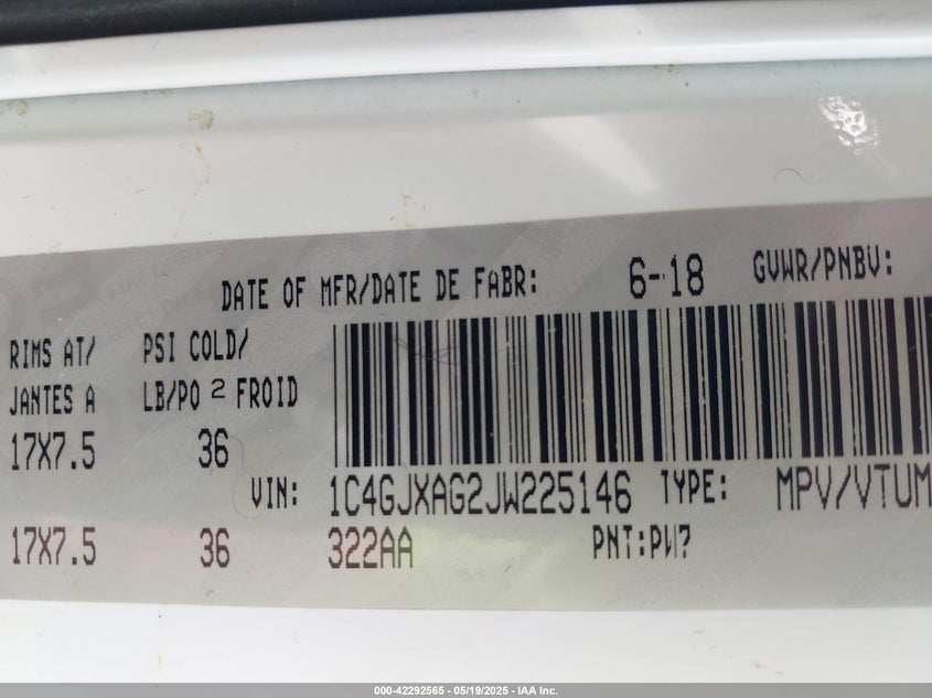 2018 JEEP WRANGLER / VIN: 1C4GJXAG2JW225146