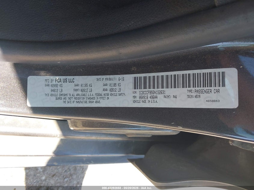 2016 CHRYSLER 200 VIN: 1C3CCCFB5GN192631