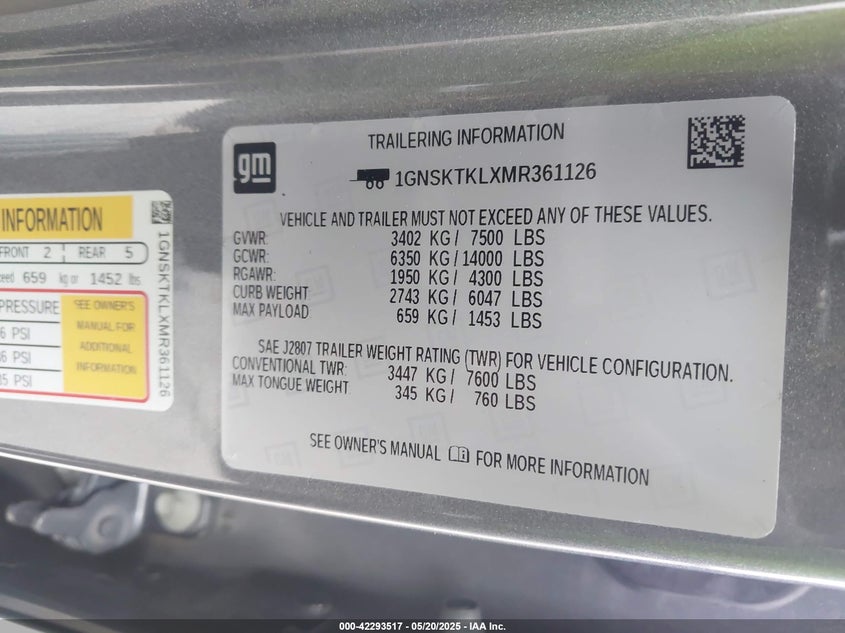 2021 CHEVROLET TAHOE K1500 HIGH COUNTRY - 1GNSKTKLXMR361126