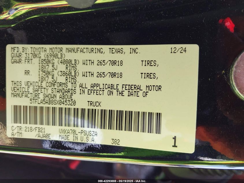 2025 Toyota Tundra - 5TFLA5AB8SX045320
