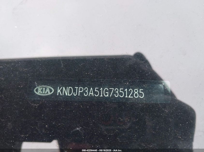 2016 Kia Soul + VIN: KNDJP3A51G7351285 Lot: 42294440