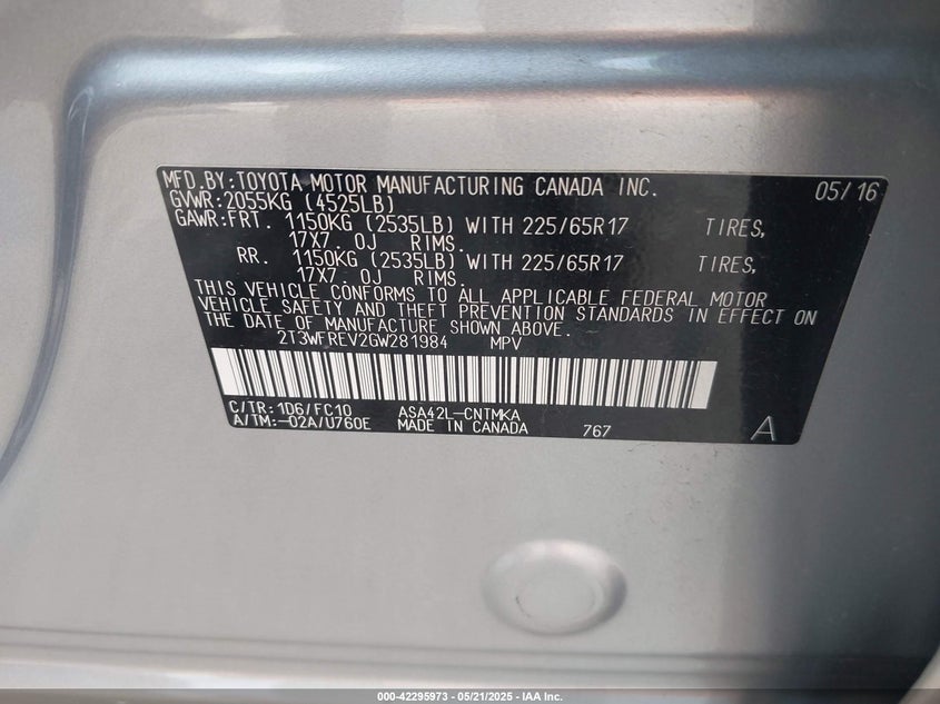 2016 TOYOTA RAV4 XLE - 2T3WFREV2GW281984