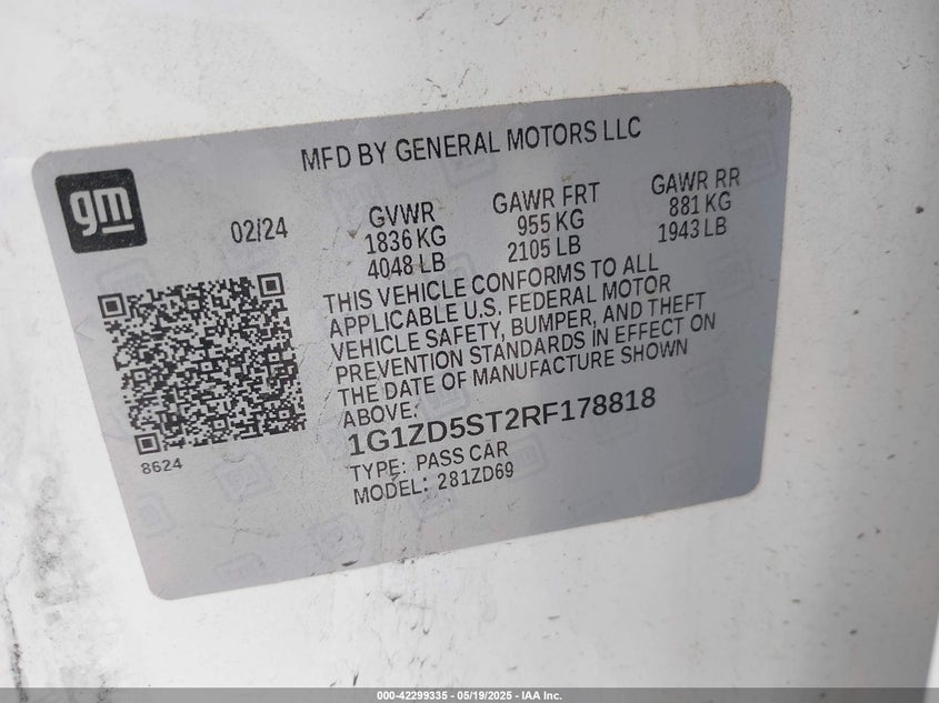 2024 CHEVROLET MALIBU FWD 1LT - 1G1ZD5ST2RF178818