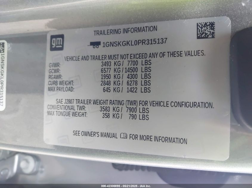 2023 Chevrolet Suburban - 1GNSKGKL0PR315137