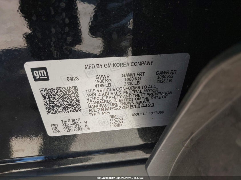 2023 CHEVROLET TRAILBLAZER VIN: KL79MPS24PB184423