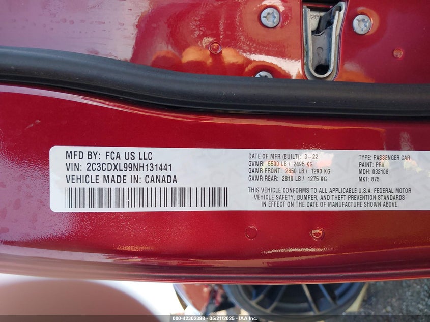 2C3CDXL99NH131441 2022 DODGE CHARGER photo no. 9