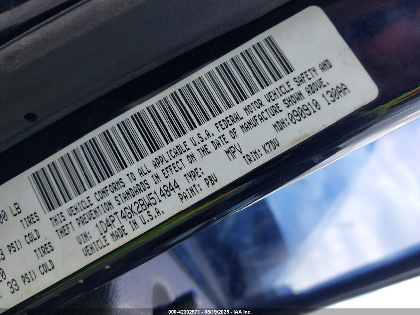 2011 DODGE NITRO VIN: 1D4PT4GK2BW514844