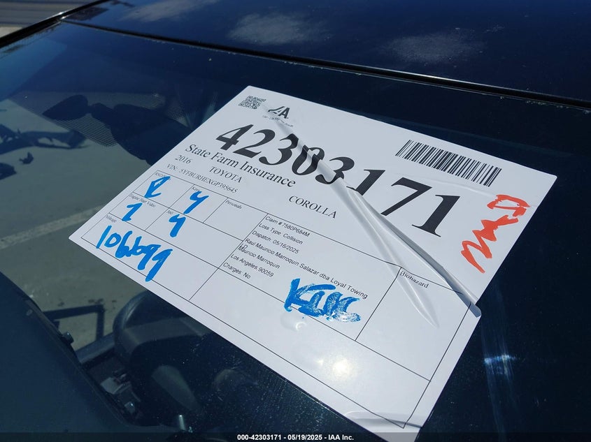 2016 TOYOTA COROLLA S PLUS - 5YFBURHEXGP395645