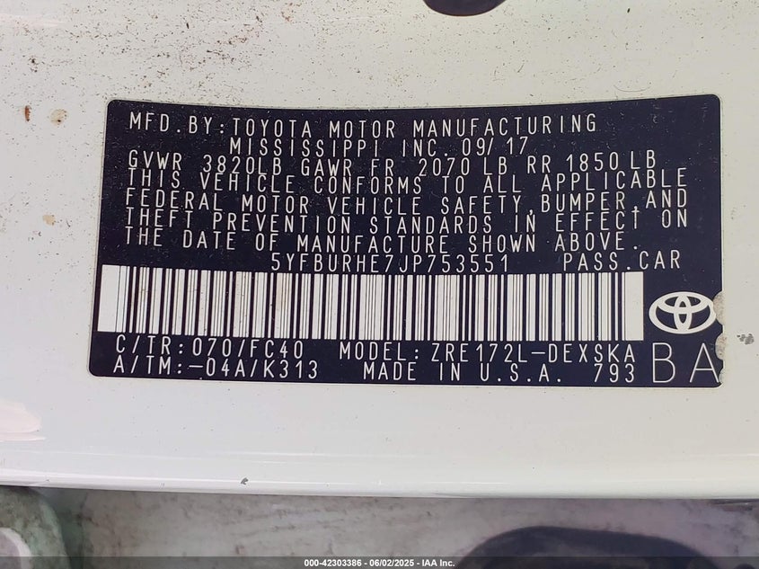 2018 TOYOTA COROLLA SE - 5YFBURHE7JP753551