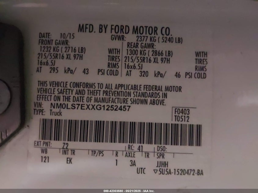 2016 FORD TRANSIT CONNECT XL - NM0LS7EXXG1252457