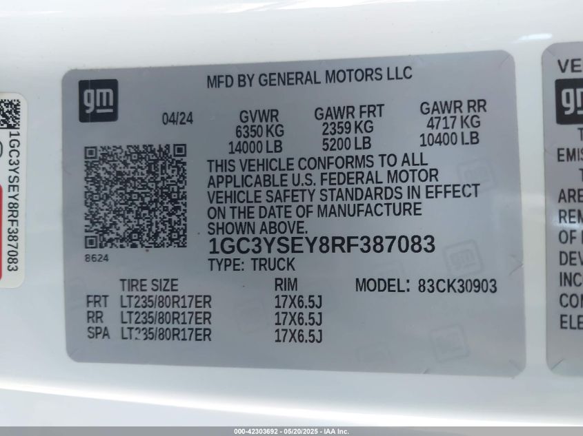 2024 Chevrolet Silverado - 1GC3YSEY8RF387083