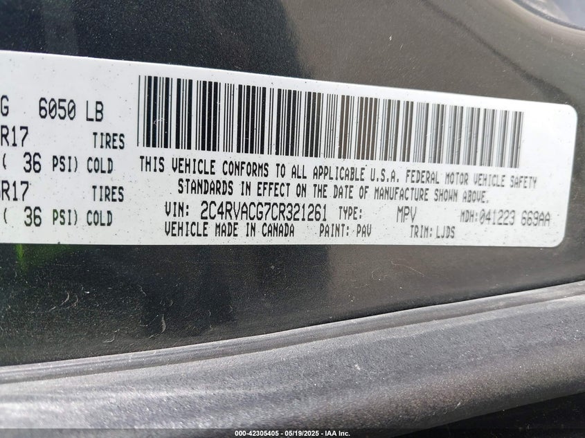 2012 Volkswagen Routan Sel VIN: 2C4RVACG7CR321261 Lot: 42305405