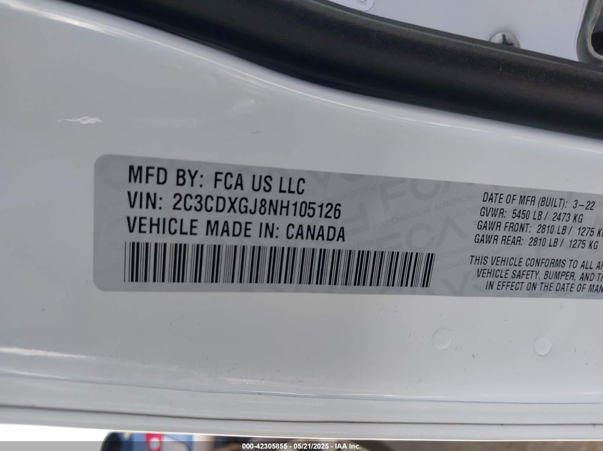 2022 DODGE CHARGER SCAT PACK WIDEBODY - 2C3CDXGJ8NH105126