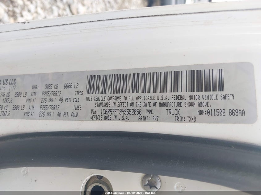 2017 RAM 1500 TRADESMAN  4X4 6'4 BOX - 1C6RR7FT9HS652856