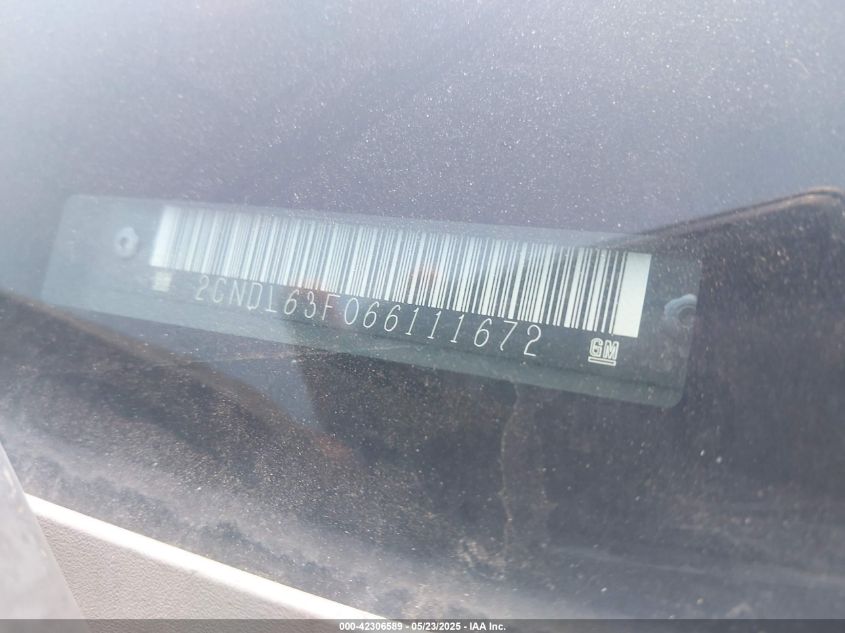 2006 Chevrolet Equinox Lt VIN: 2CNDL63F066111672 Lot: 42306589