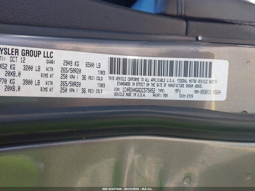 2013 DODGE DURANGO SXT - 1C4RDHAG6DC575052