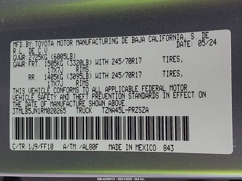 2024 Toyota Tacoma - 3TMLB5JN1RM020265