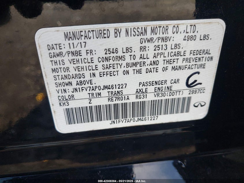 2018 INFINITI Q50 3.0T RED SPORT 400 - JN1FV7AP0JM461227