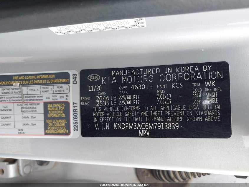 2021 KIA SPORTAGE LX - KNDPM3AC6M7913839