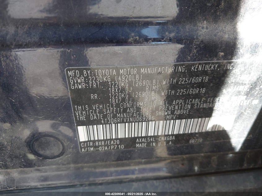 2022 TOYOTA RAV4 HYBRID LIMITED - 4T3D6RFVXNU069286