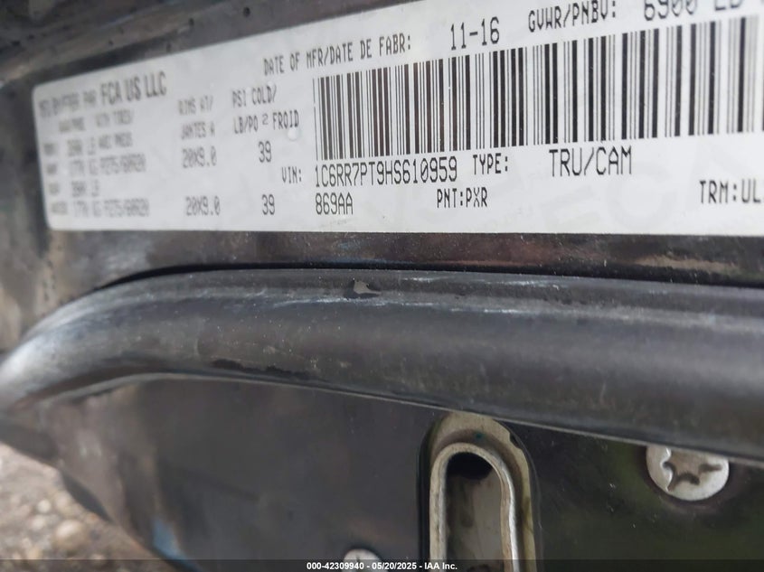 2017 RAM 1500 LONGHORN - 1C6RR7PT9HS610959