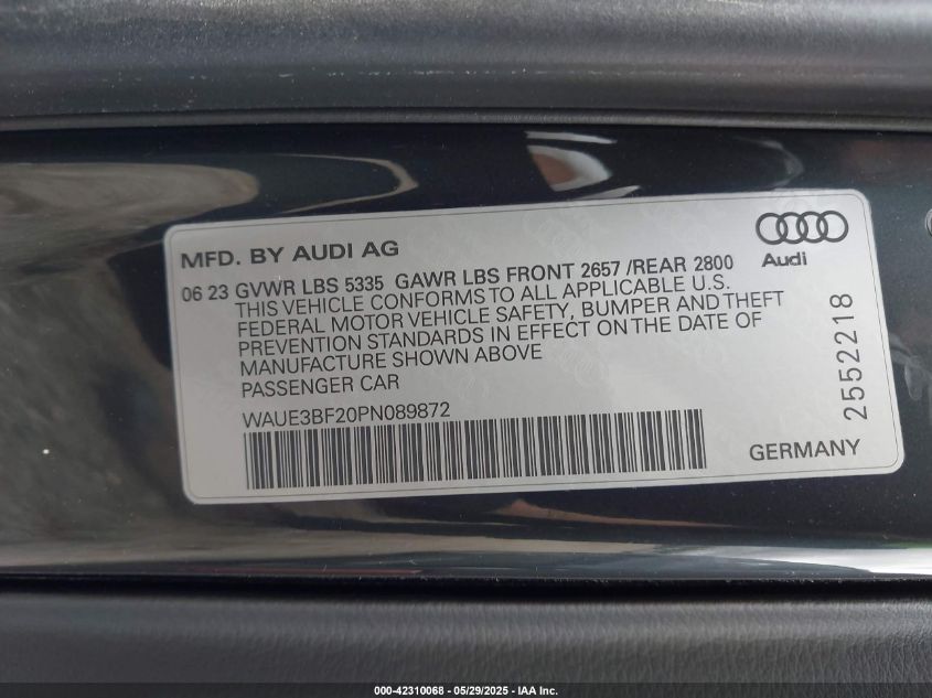 2023 Audi A6 - WAUE3BF20PN089872
