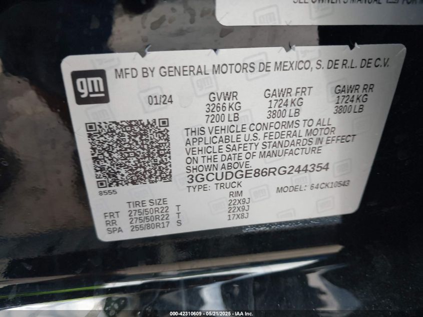 2024 Chevrolet Silverado 1500 - 3GCUDGE86RG244354