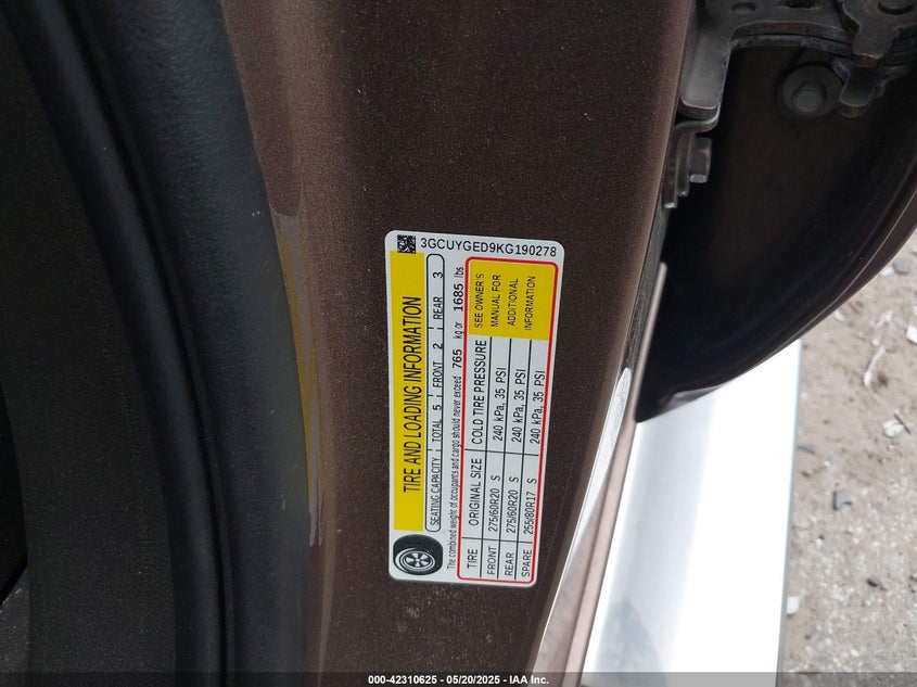 2019 CHEVROLET SILVERADO 1500 LTZ - 3GCUYGED9KG190278