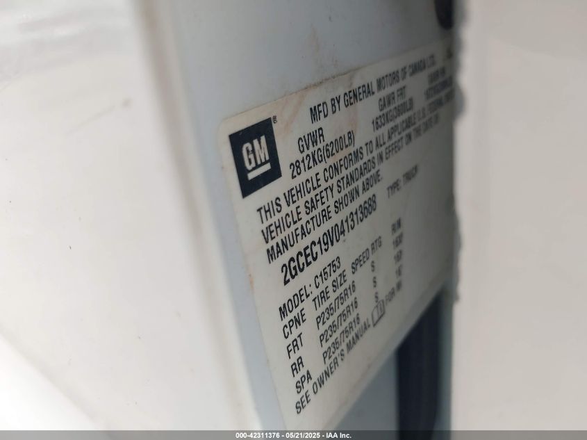 2004 Chevrolet Silverado 1500 Work Truck VIN: 2GCEC19V041313688 Lot: 42311376