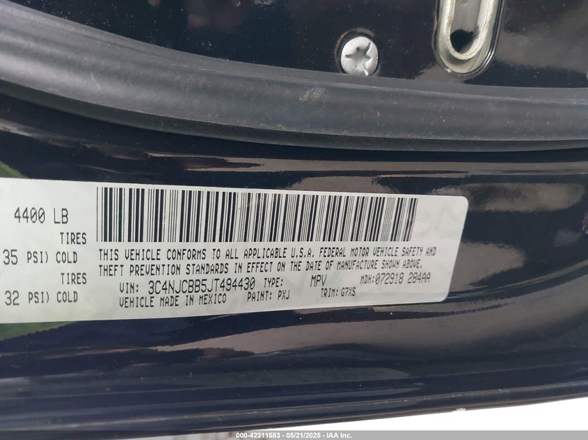 2018 JEEP COMPASS SUN AND WHEEL FWD - 3C4NJCBB5JT494430